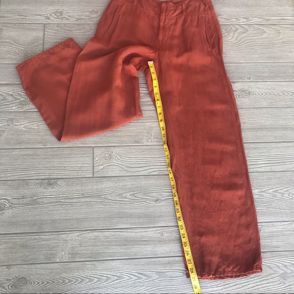 SUGAR PRODUCT Burnt Orange Linen Rayon Trouser - Picture 7 of 15